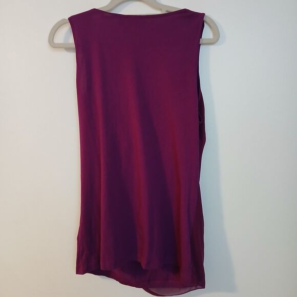 Elle Purple Bow Detail Round Neck Sleeveless Top Medium EL20027 New - Picture 4 of 9